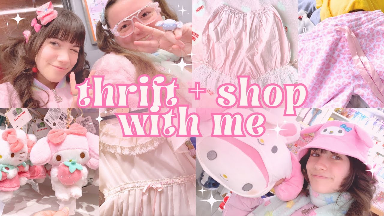 THRIFT & SHOP WITH ME ♡ pink , sanrio , kawaii jfashion finds! 🎀