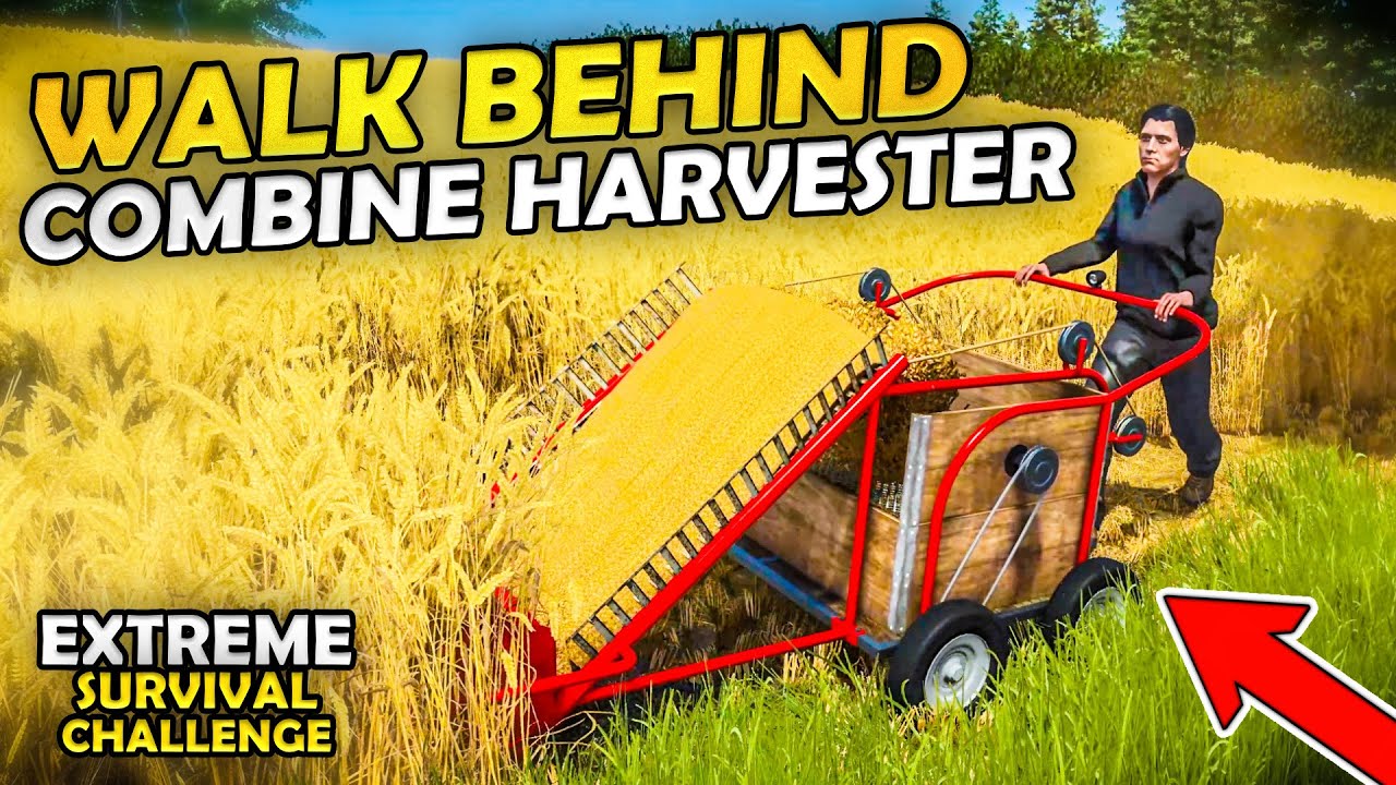 OUR FIRST HARVEST! USING A WALK BEHIND COMBINE - EXTREME Survival Challenge | Episode 9