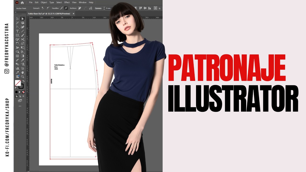 Cómo hacer una falda base en Illustrator desde cero Patronaje digital + Impresión  A4 Fredryka