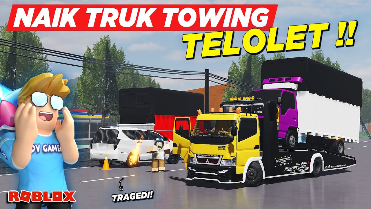TRUK TOWING ANGKUT TRUK OLENG TELOLET BASURI BEKAS TRAGEDI !! ROLEPLAY BUS INDONESIA - Roblox