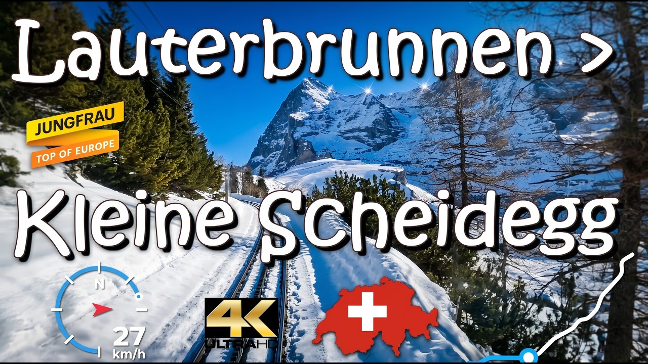 CAB RIDE 4K 🇨🇭 Lauterbrunnen - Wengen - Kleine Scheidegg 🌞 Jungfrau 🚞 Wengernalpbahn / Switzerland 🛤