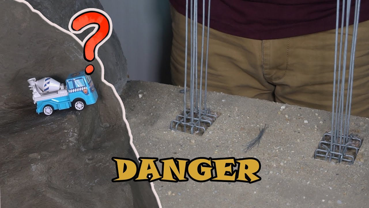 The simple way to building a mini cement bridge connecting two mountains