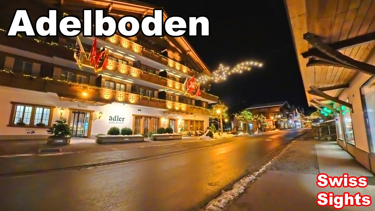 Adelboden Switzerland Christmas Night Walk 4K