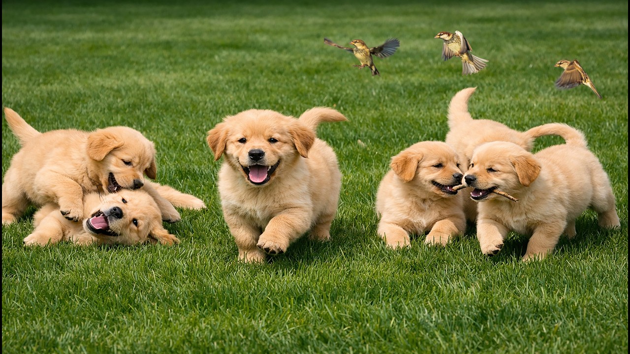 🌱🐶 Joyful Puppies Playing Freely with Their Mom | Cute Dog Sounds Video | Adorable Dog Clips