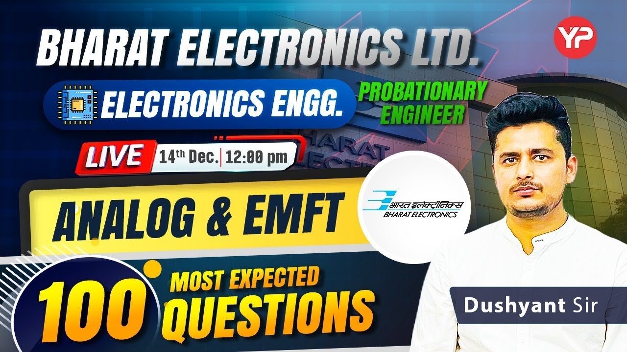 Live 100 Questions EMFT & Analog | BEL Electronics/Electrical PE written exam preparation