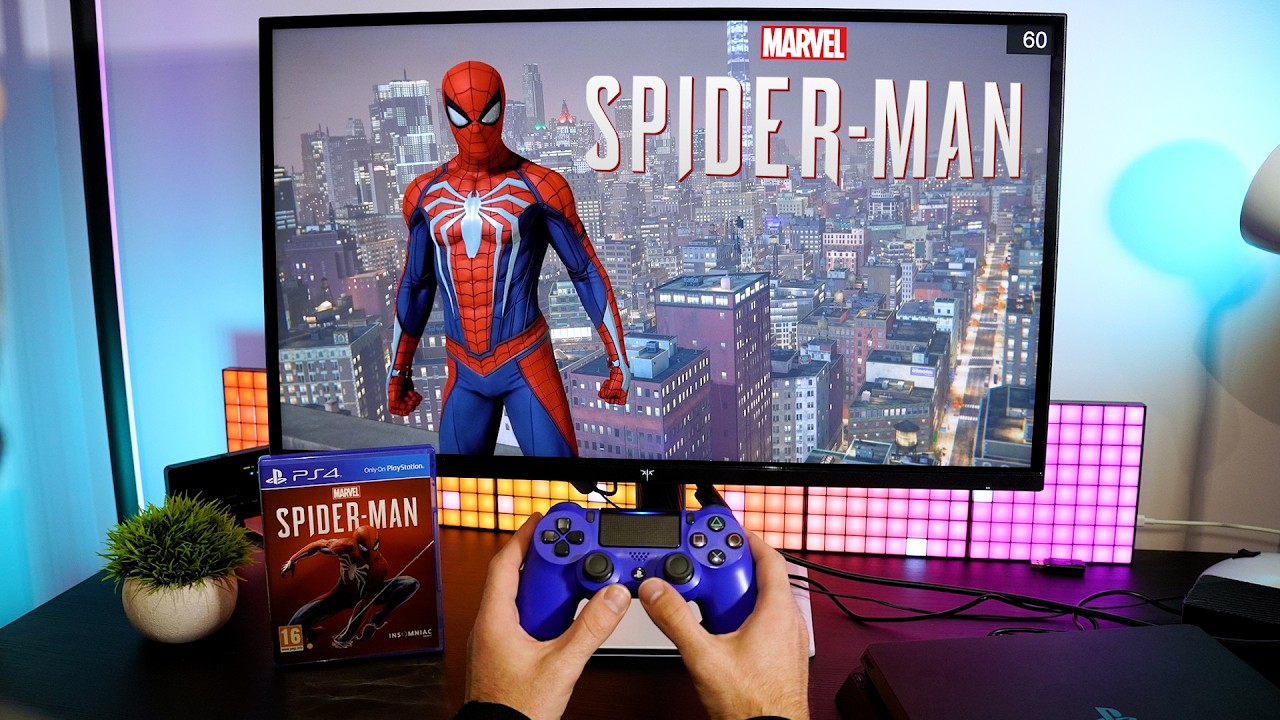 Человек-паук на PS4 Slim | Тестирование с 27-дюймового 4K игрового монитора |