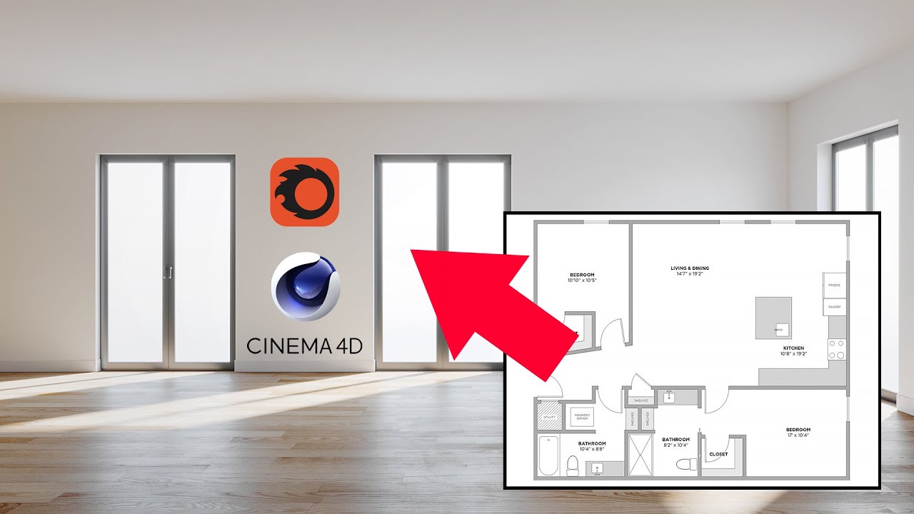 C4D & Corona - Modeling an interior using a floorplan | Super easy!