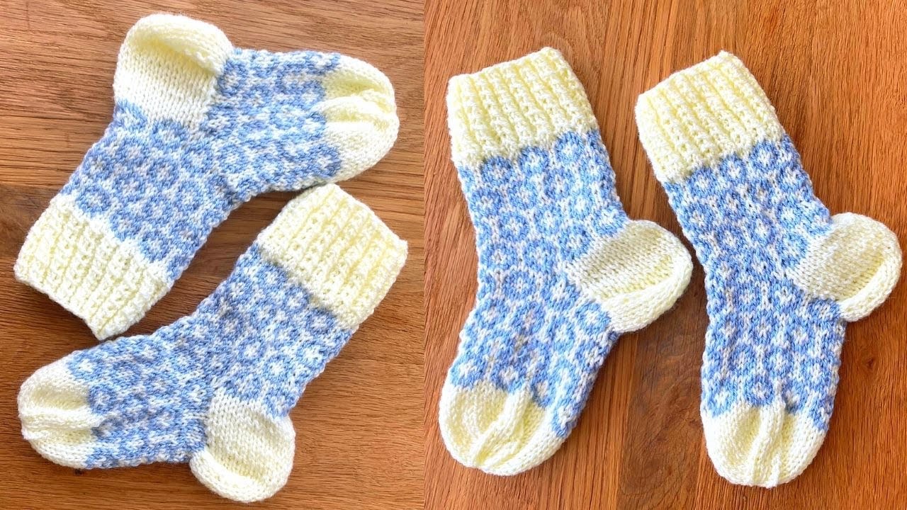 Красивый жаккард с ОПИСАНИЕМ  #knittingtutorialforbeginners #knittingsocks #вязаныеноски