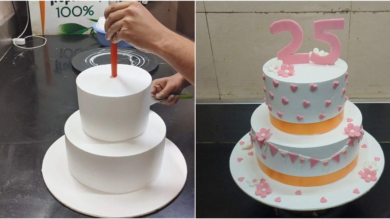 Anniversary cake design 💐| 2 Tier cake | Wedding Anniversary cake 🎂❤️🥰💐