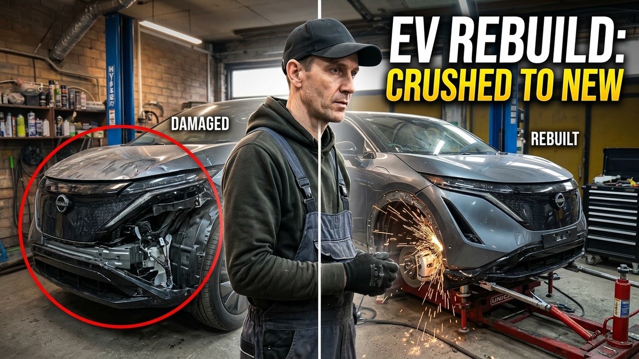 Rebuilding a 2025 Nissan Ariya from Damage. Восстановление Nissan Ariya 2025 года после аварии