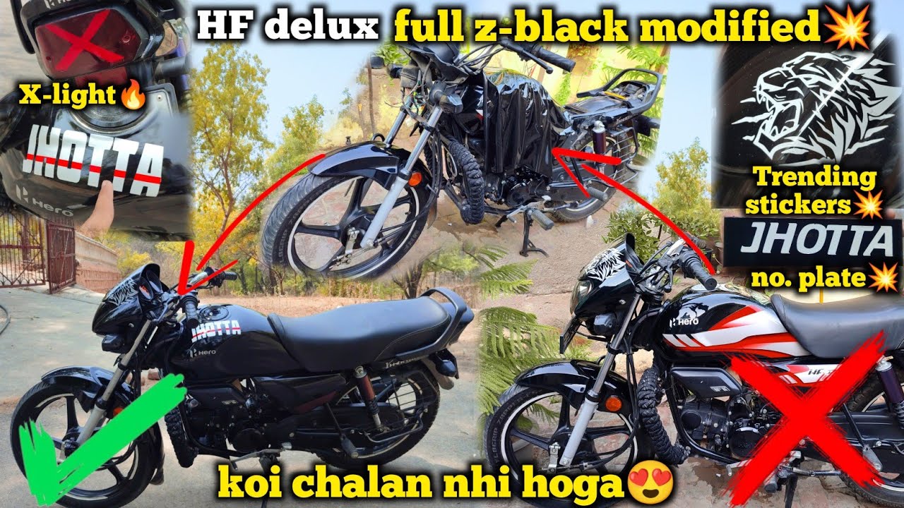 🔱Hf Delux Modified✅| Full ♣Z Black Lamination For Hf Delux⚠️ | Trending Sticker🔥| Stylish No. Plate💥
