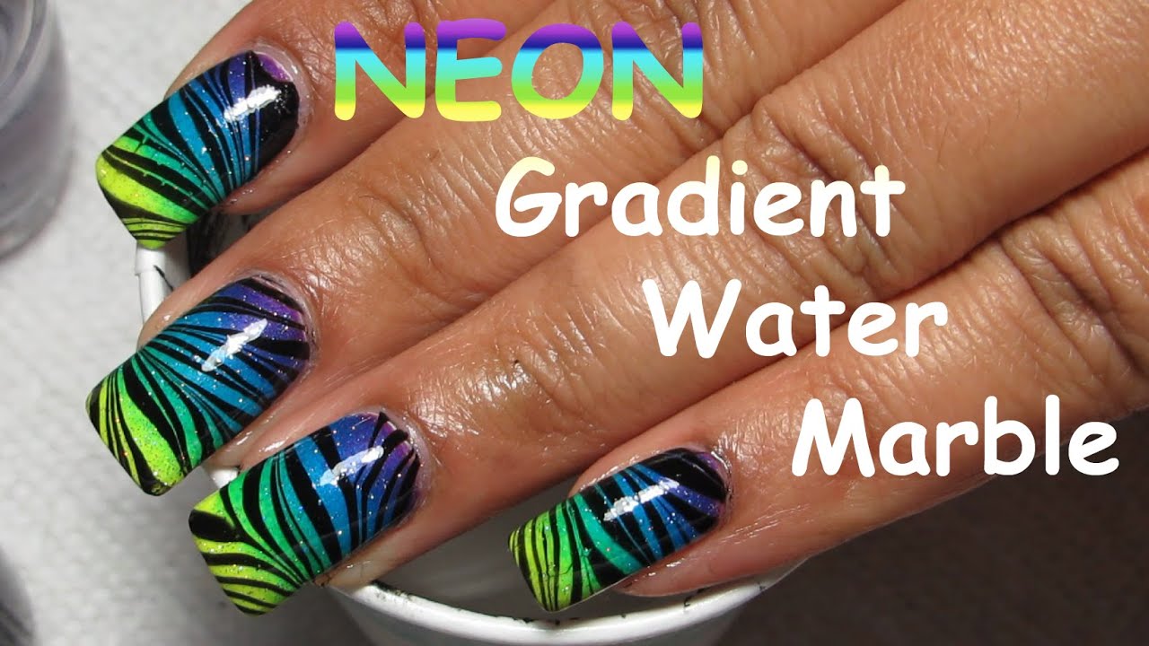 Neon Gradient Water Marble | Nail Art Tutorial