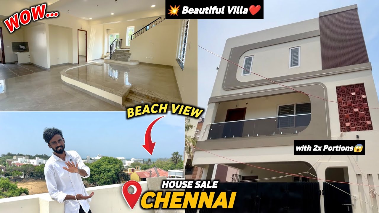 Wow..😍Beautiful Beach View House for sale in Chennai ECR🏡with 2 Portions😱Duplex 3BHK & 2BHK💥