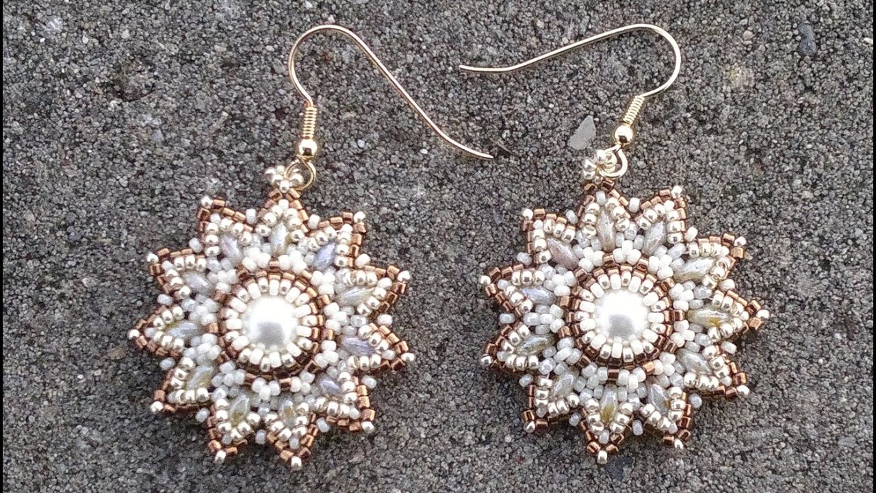 Pearl / superduo / seedbeads earrings beading tutorial
