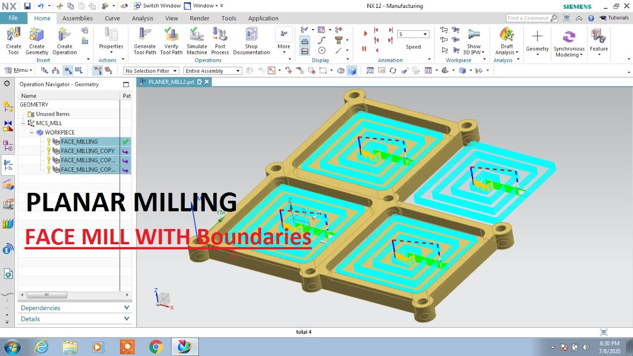 Face mill with boundaries