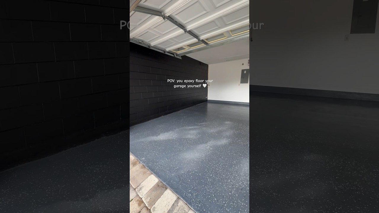 Garage makeover 🤍 | Epoxy garage floors | DIY home projects #shorts