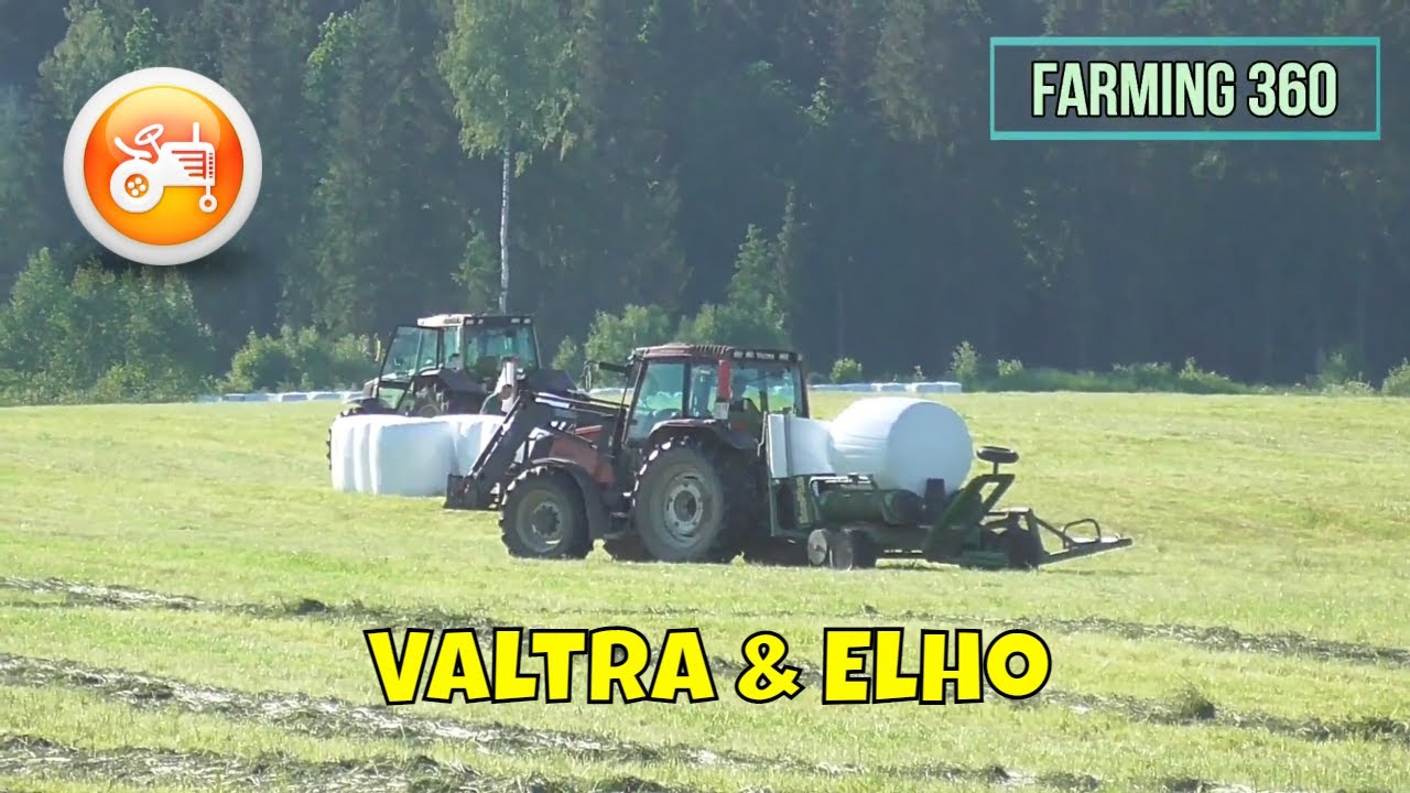 Silage 2021 | Valtra & Elho trailed round bale wrapper working