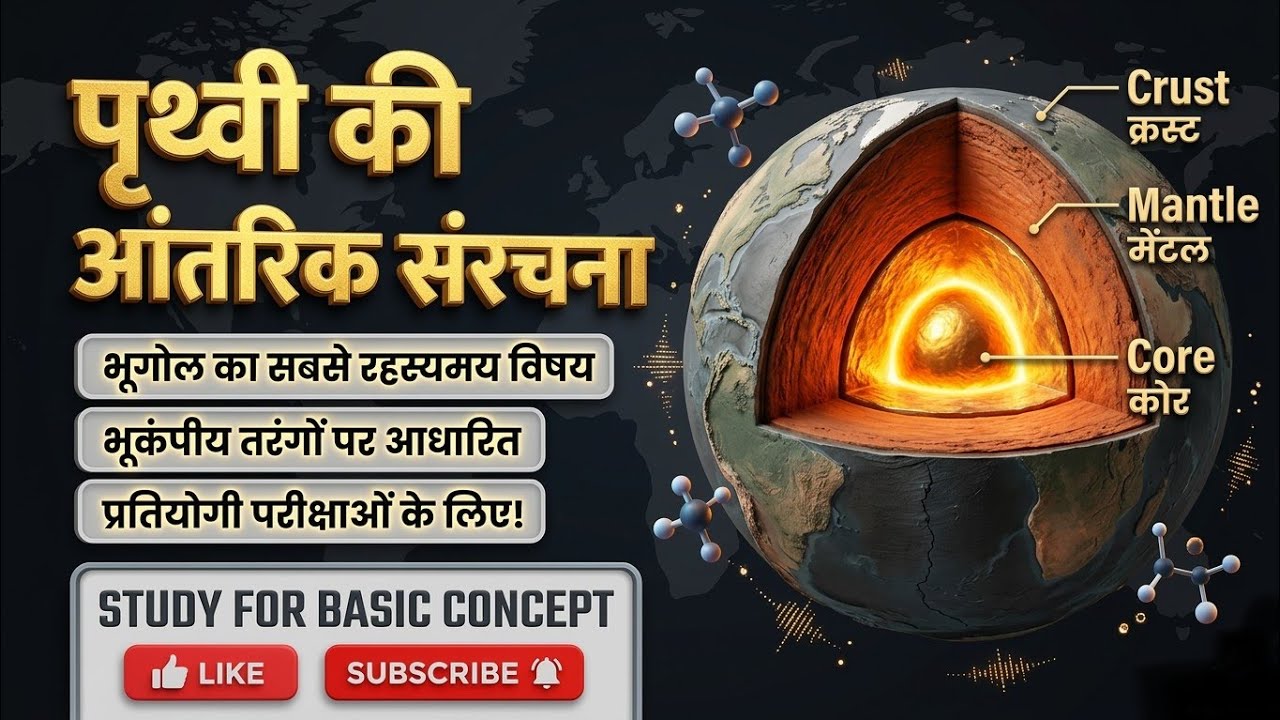 पृथ्वी की आंतरिक संरचना! Earth's internal structure ! पृथ्वी ! Crust ! mantle ! core ! Discontinuity