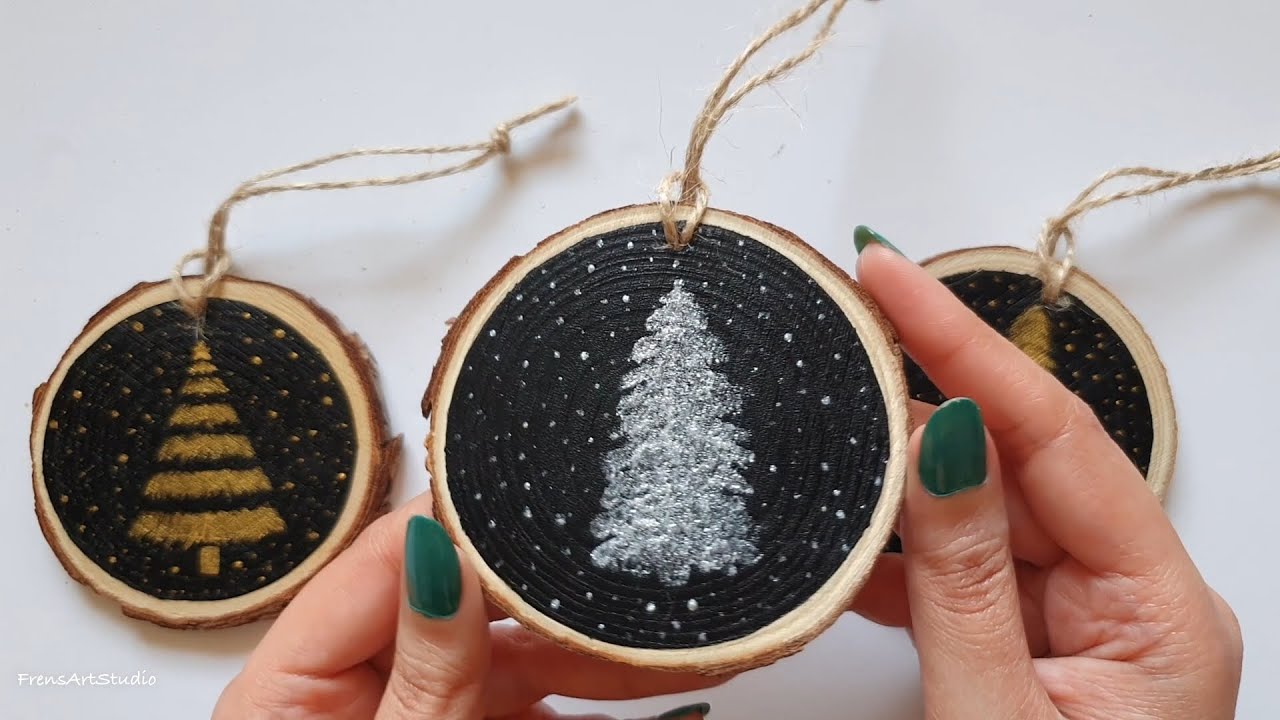 Easy Wood Slice Ornament Painting for Beginners | Wooden Christmas Ornaments DIY | Holiday Art
