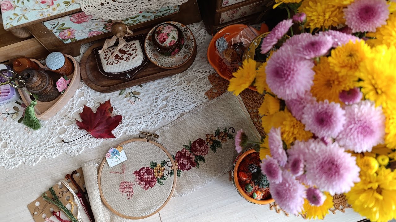 #34 Осінній🍂🌿 декор в рукодільному куточку Просування в процесі🪡 Текстильний органайзер для процесів