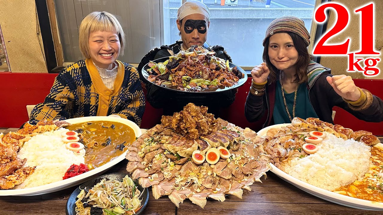 【大食いコラボ】総重量21キロ！レジェンド2人と大食いじゃ！！【ロシアン佐藤】【アンジェラ佐藤】【二代目蝦夷】【武士飯】