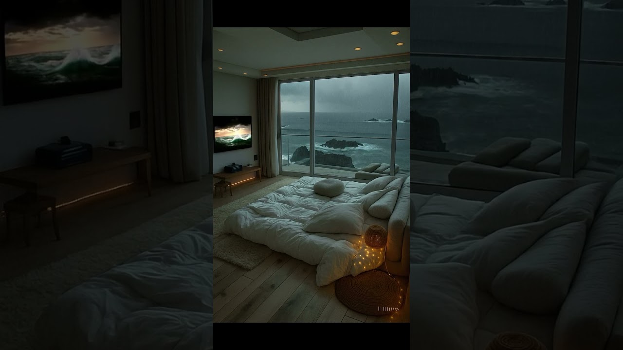 Cozy Oceanfront Bedroom with Minimalist Decor & Breathtaking Sea View #sleepsounds