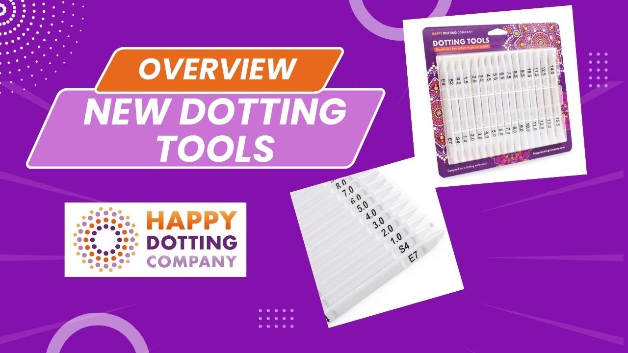 Dotting tools for mandala dot painting - overview - by Happy Dotting Company.  Ideal for all dot art