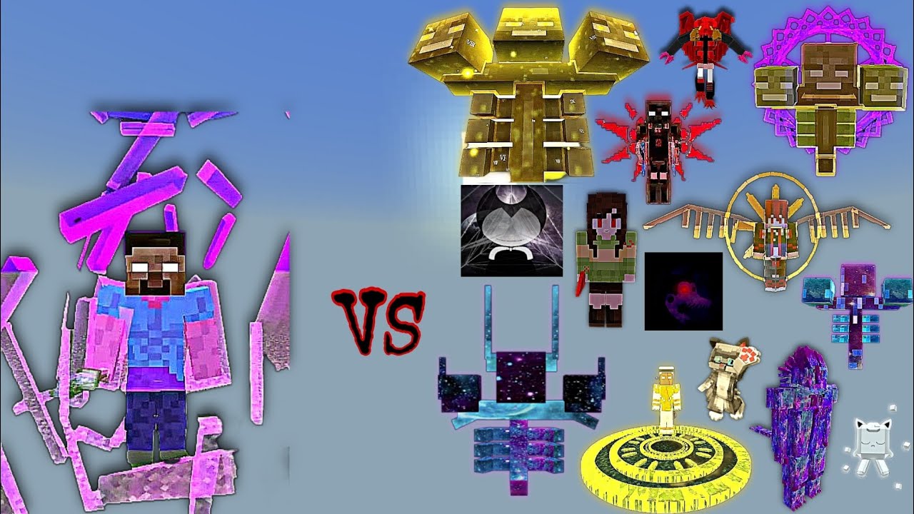 Remake God Herobrine v2 vs Random Inflation Bosses | Minecraft Bedrock | Inflation Mob Battle