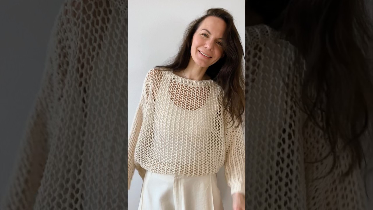 How to knit a lace sweater. Step-by-step #knitting #knittingpattern #summerknitwear #knitsweater