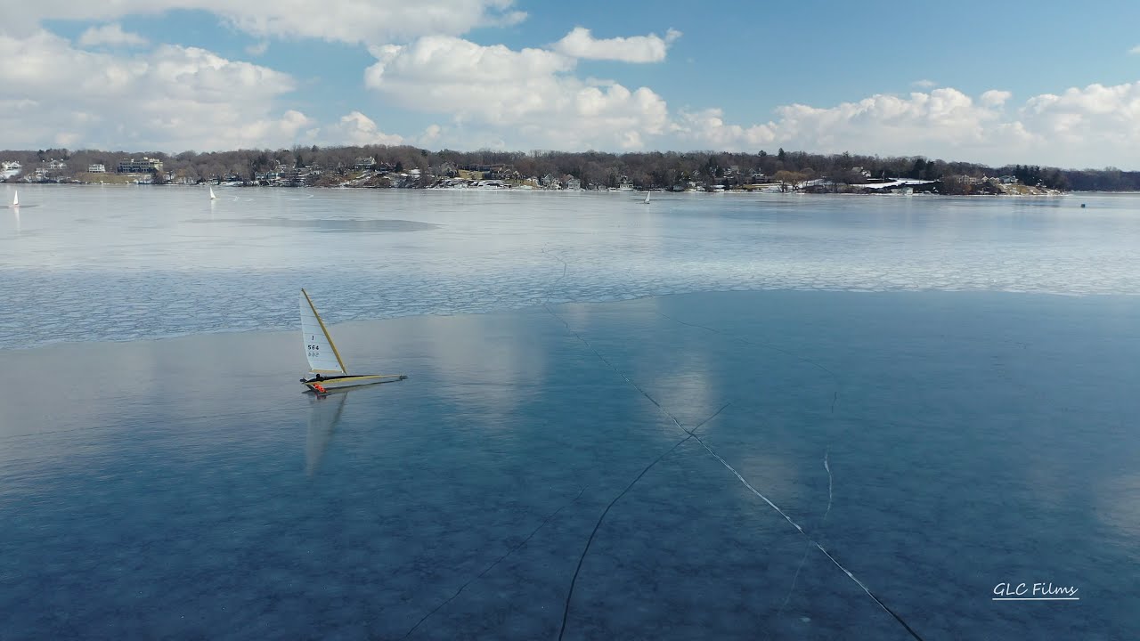 Rare, nearly perfect conditions for ice sailing in Lake Geneva, WI
