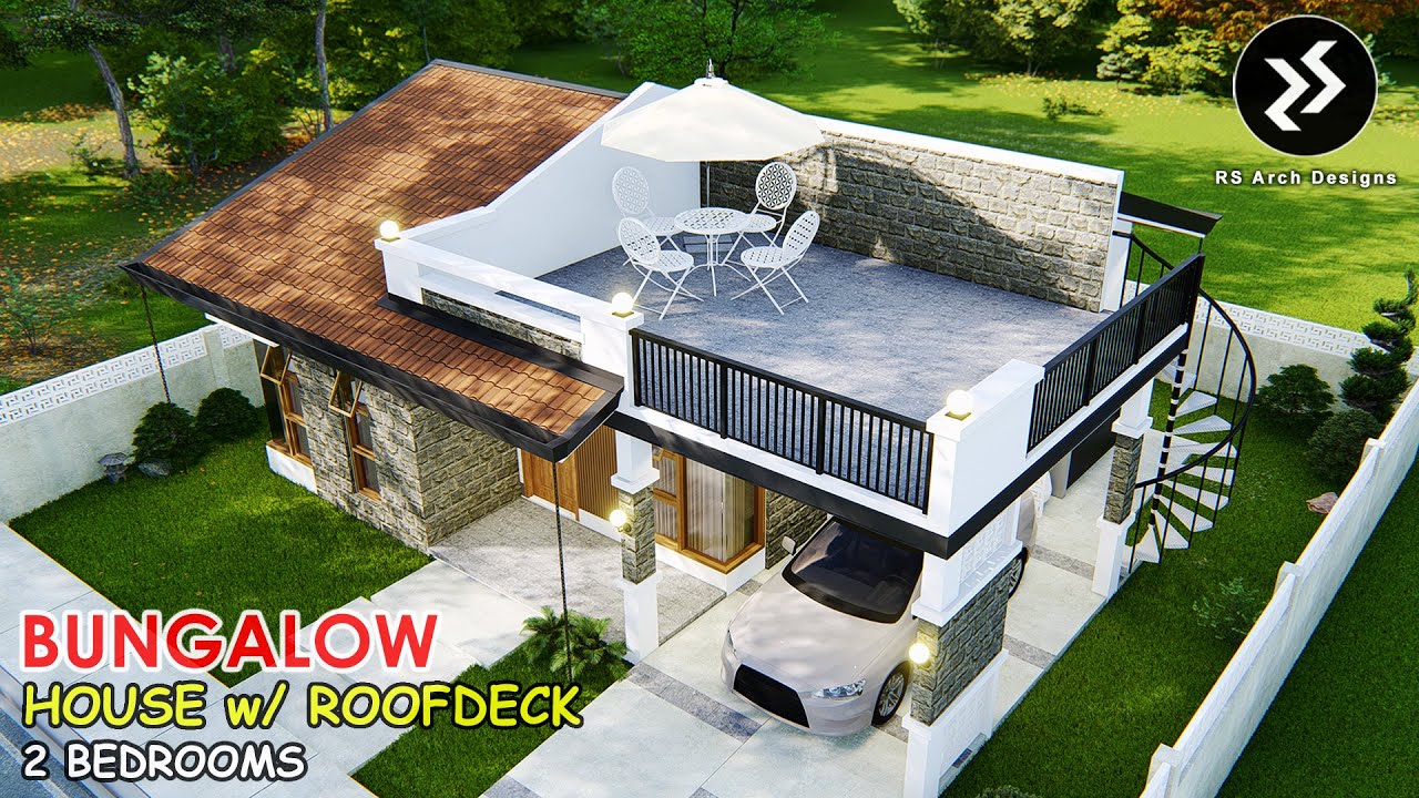 BUNGALOW House Design with Roof Deck | 2 BEDROOMS | 89 sqm | Simple House Design