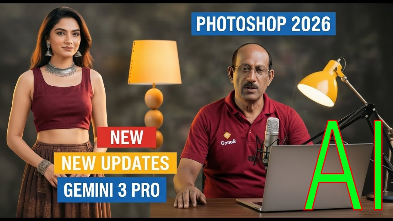 Adobe photoshop 2026 with Gemini 3 pro AI in tamil language.