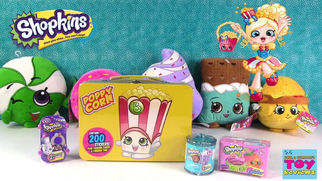 Shopkins Poppy Corn Collector Cards Tin Fashion Tag Food Fair Opening | PSToyReviews