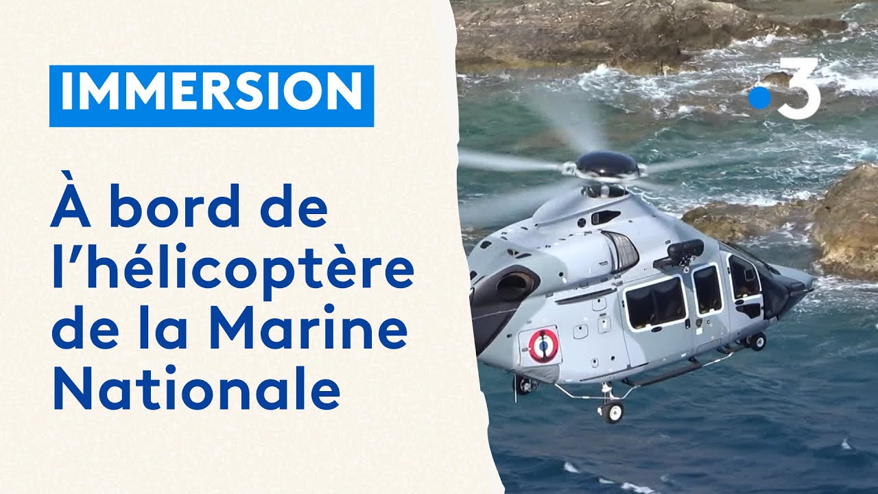 Entraînement de secours maritime à bord de l'hélicoptère de la Marine Nationale