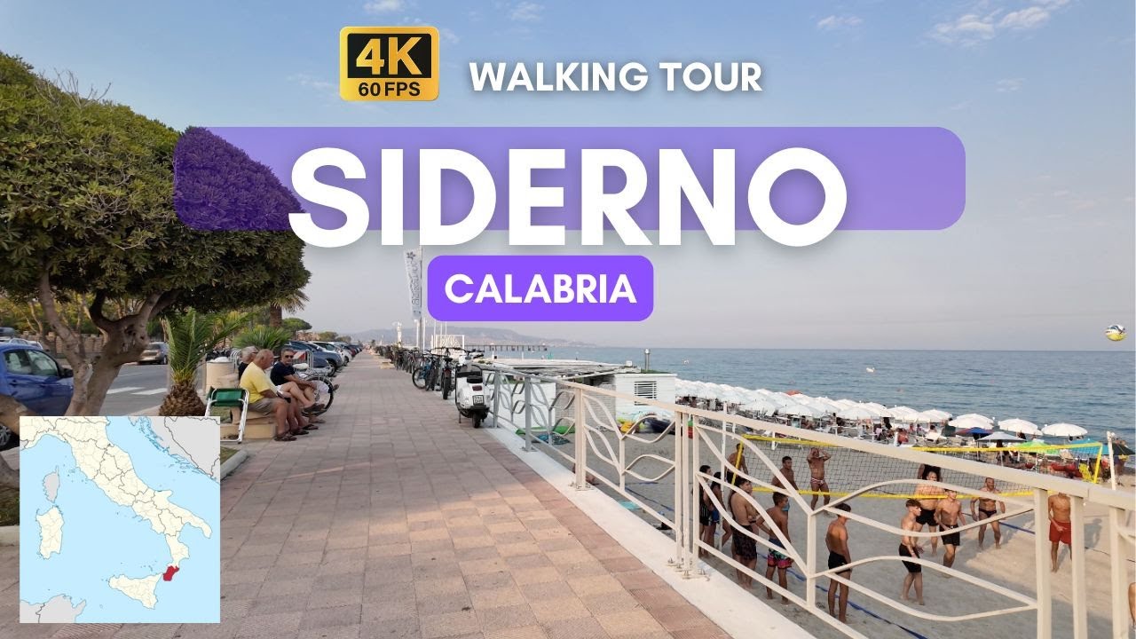 Siderno Walking Tour 🇮🇹 | 4K 60fps evening walk along Calabria&rsquo;s seaside promenade