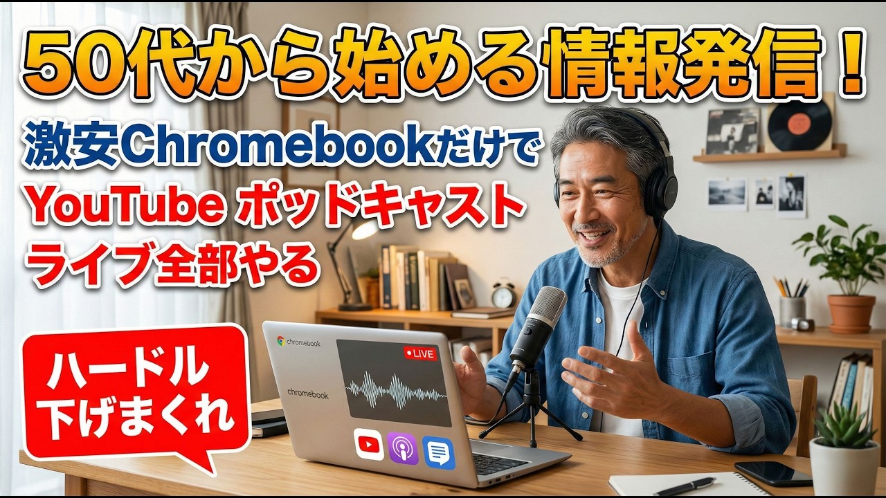 50代から始める情報発信のススメ  ChromebookだけでYouTubeもポッドキャストもライブ配信も全部できる ハードル下げまくれ!!