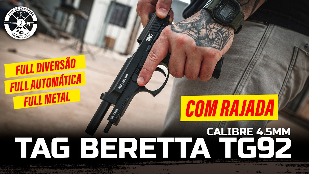 Pistola Airgun TAG TG92 Uma Beretta Com RAJADA! Calibre 4.5mm