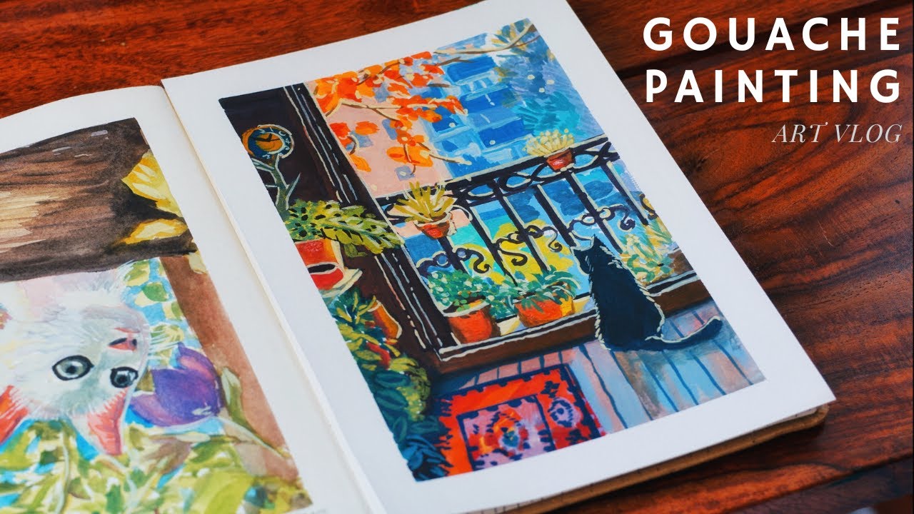 Gouache Painting Vlog | Relaxing art | Peaceful vlog | Himi Gouache