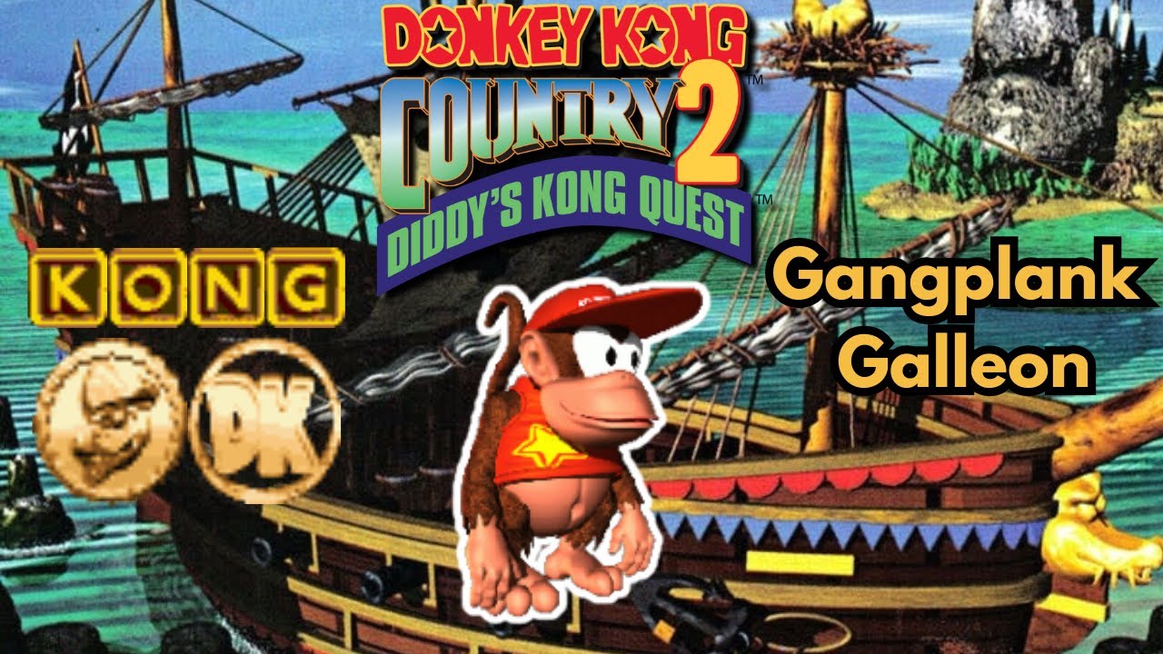 Donkey Kong Country 2 - Gangplank Galleon (All KONG Letters, Kremkoins, & DK Coins)