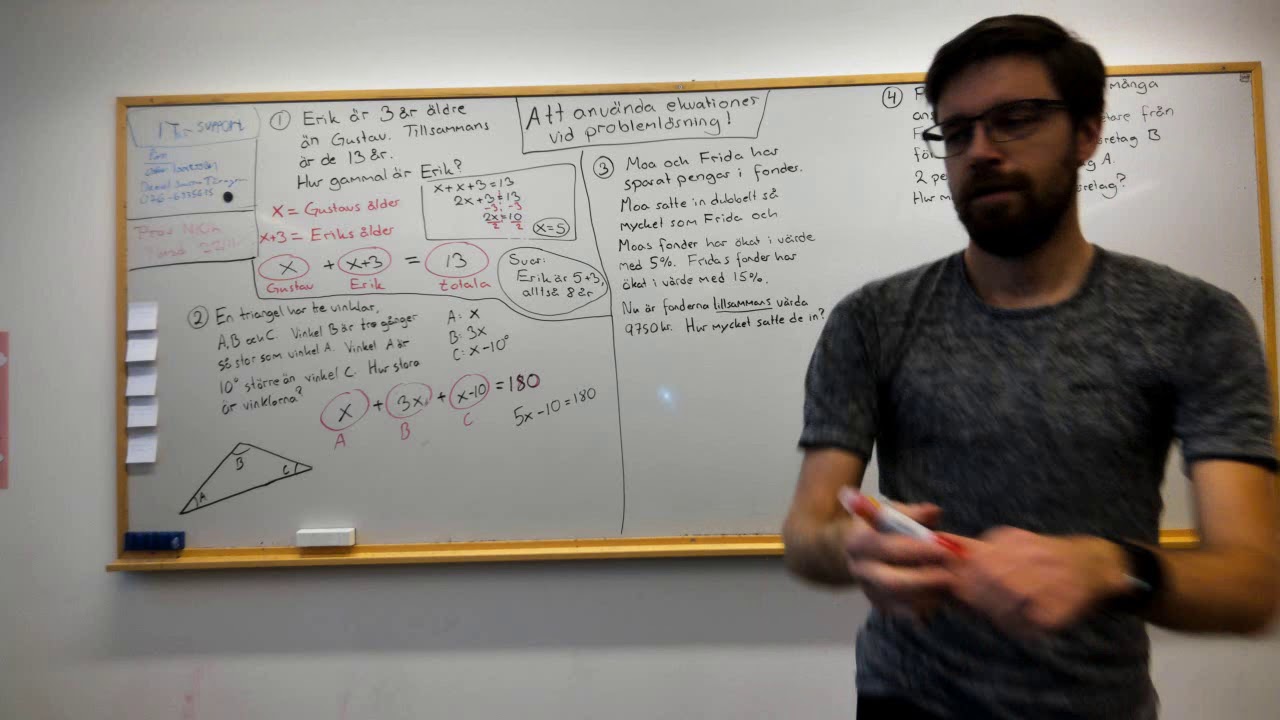 Matematik 1: ATT ANVÄNDA EKVATIONER FÖR ATT LÖSA PROBLEM