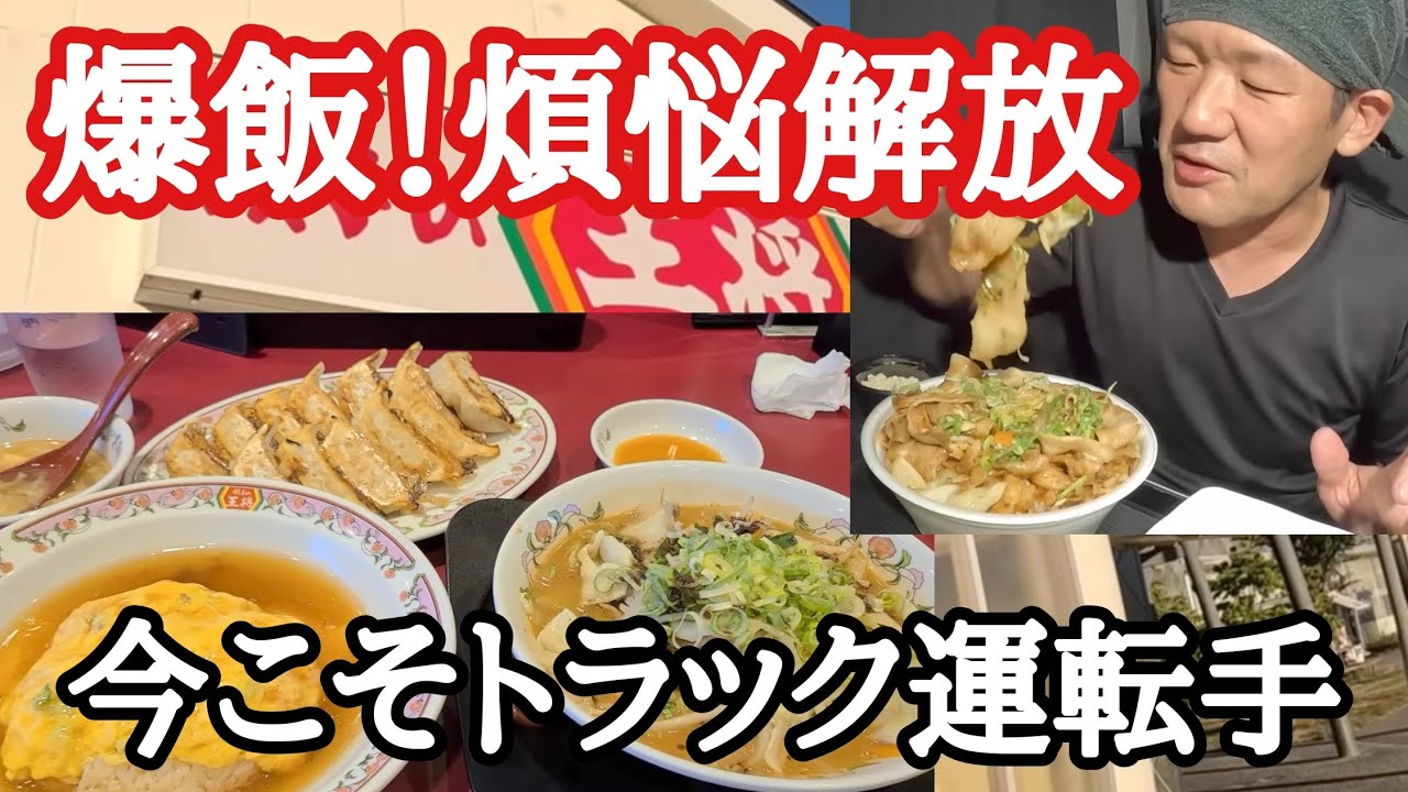 今こそトラック運転手！最高年収！爆飯！煩悩麺！パーキングエリア飯。餃子の王将＆はなまるうどん【多賀SA下】【屏風山PA上】【Japanese food】