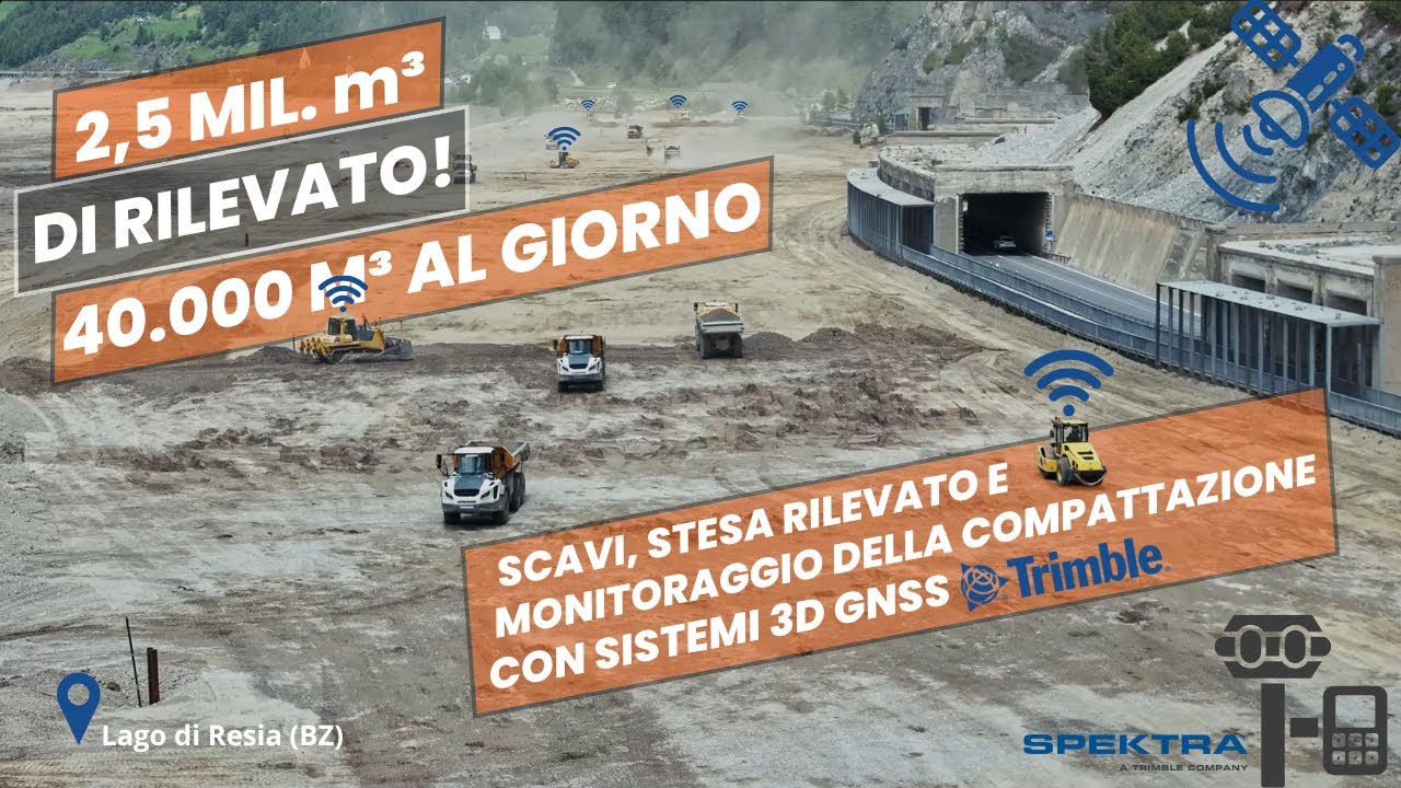 Spostamento della strada del Passo Resia: 2,5 milioni di m³ di rilevato con tecnologia 3D Trimble