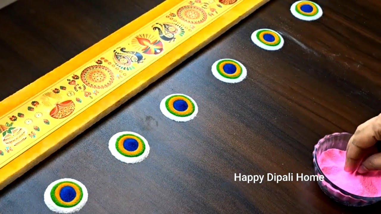 3 Beautiful Border Rangoli Designs. Daily border rangoli. Door side rangoli. Kolam border muggulu 