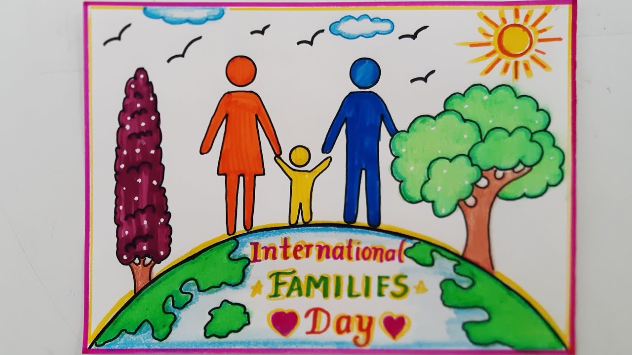 International Day of families Drawing//World Family Day Poster//How to Draw Happy Family Chart