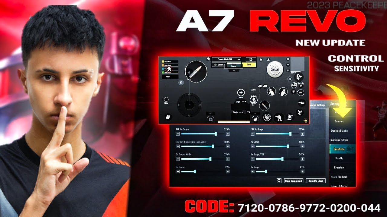 (2024) A7 REVO New Update Sensitivity Code & A7 REVO Control code Pubg/A7 Revo Sensitivity