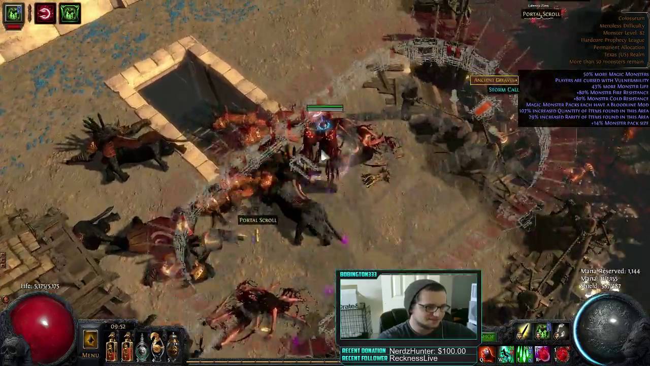 [Path of Exile] 20-30c Budget Miner Completing Vuln t15 Colosseum Map! (Tabula Boss Mini Series)