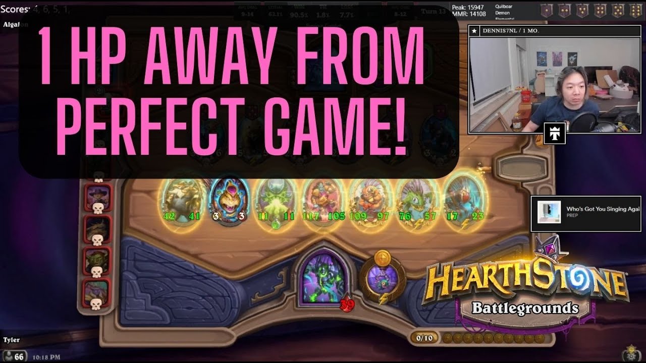 1 HP AWAY FROM PERFECT GAME! TYLER HEARTHSTONE BATTLEGROUNDS.