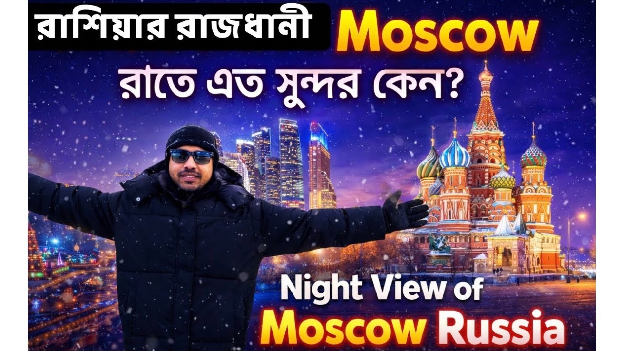 রাশিয়ার রাজধানী Moscow রাতে এত সুন্দর কেন? | Night View of Moscow Russia | Moscow City Night Beauty