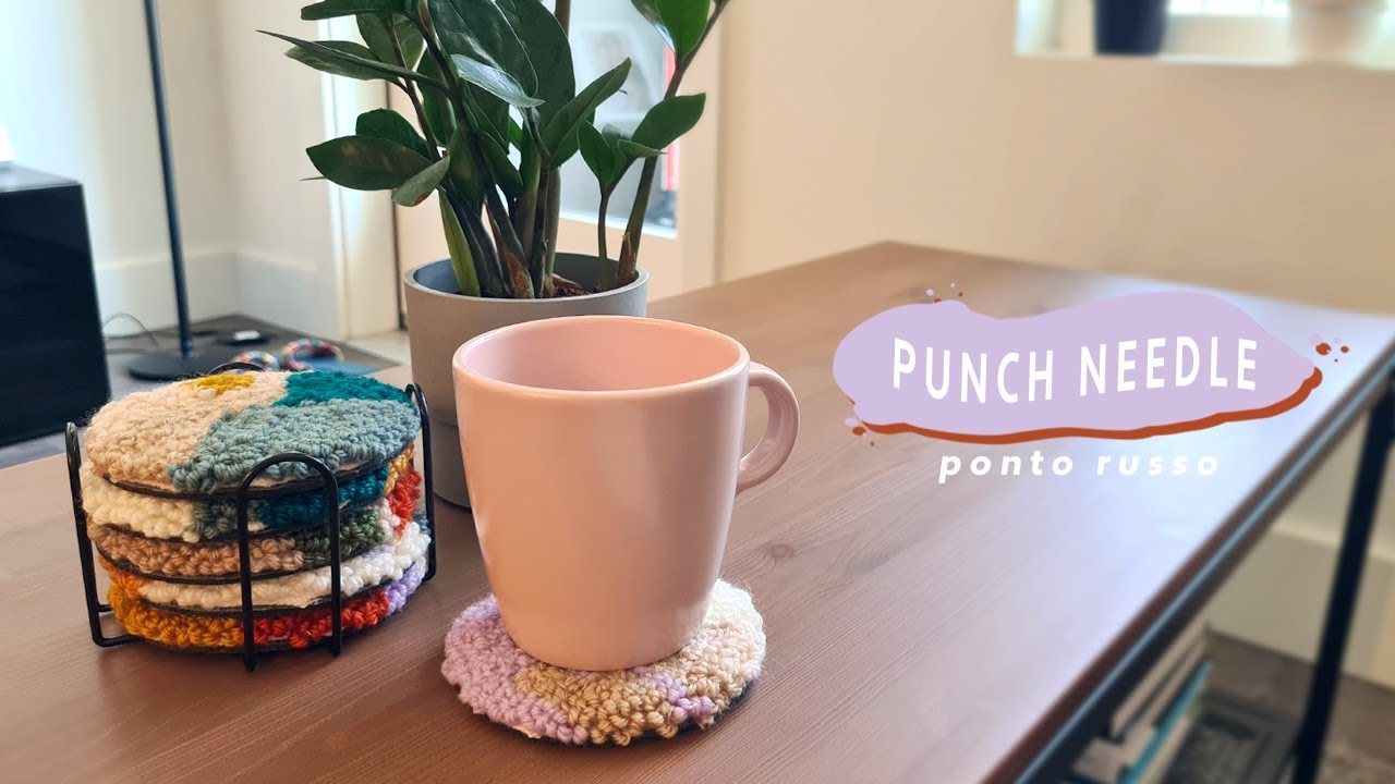 Punch Needle 🪡 | fazendo descansos de copo com ponto russo