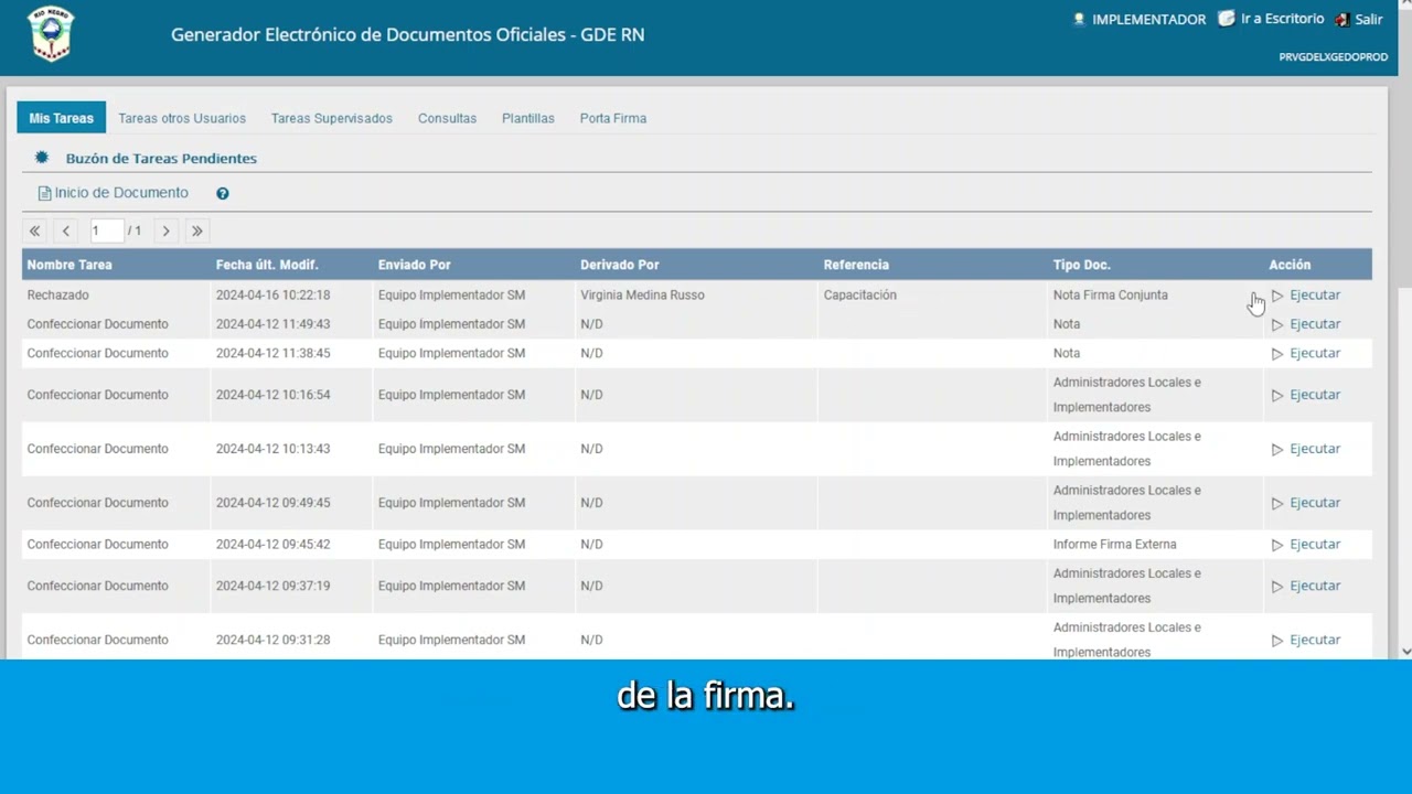 GDE 36 Rechazo de firma de documento